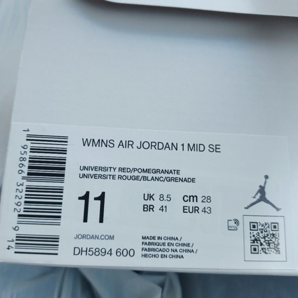 Women's Nike Air Jordan 1 Mid SE University Red Pomegranate Sneakers Shoes - Picture 9 of 11